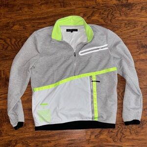 M. Society Politically Incorrect Neon Pullover Gray Quarter-Zip Good Vibes Only